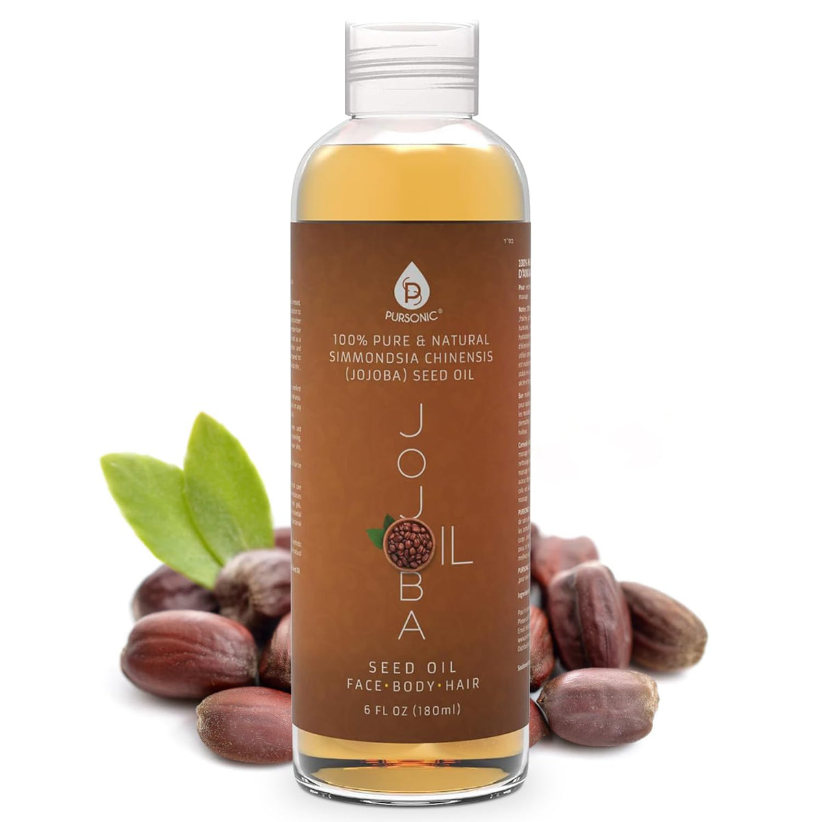 100% Cold Pressed Pure Golden Jojoba Oil for Dry Skin or Damaged Hair, Natural & Unrefined - Moisturizes & Revitalizes Skin, 6 Ounce, 1 Count, JJO6