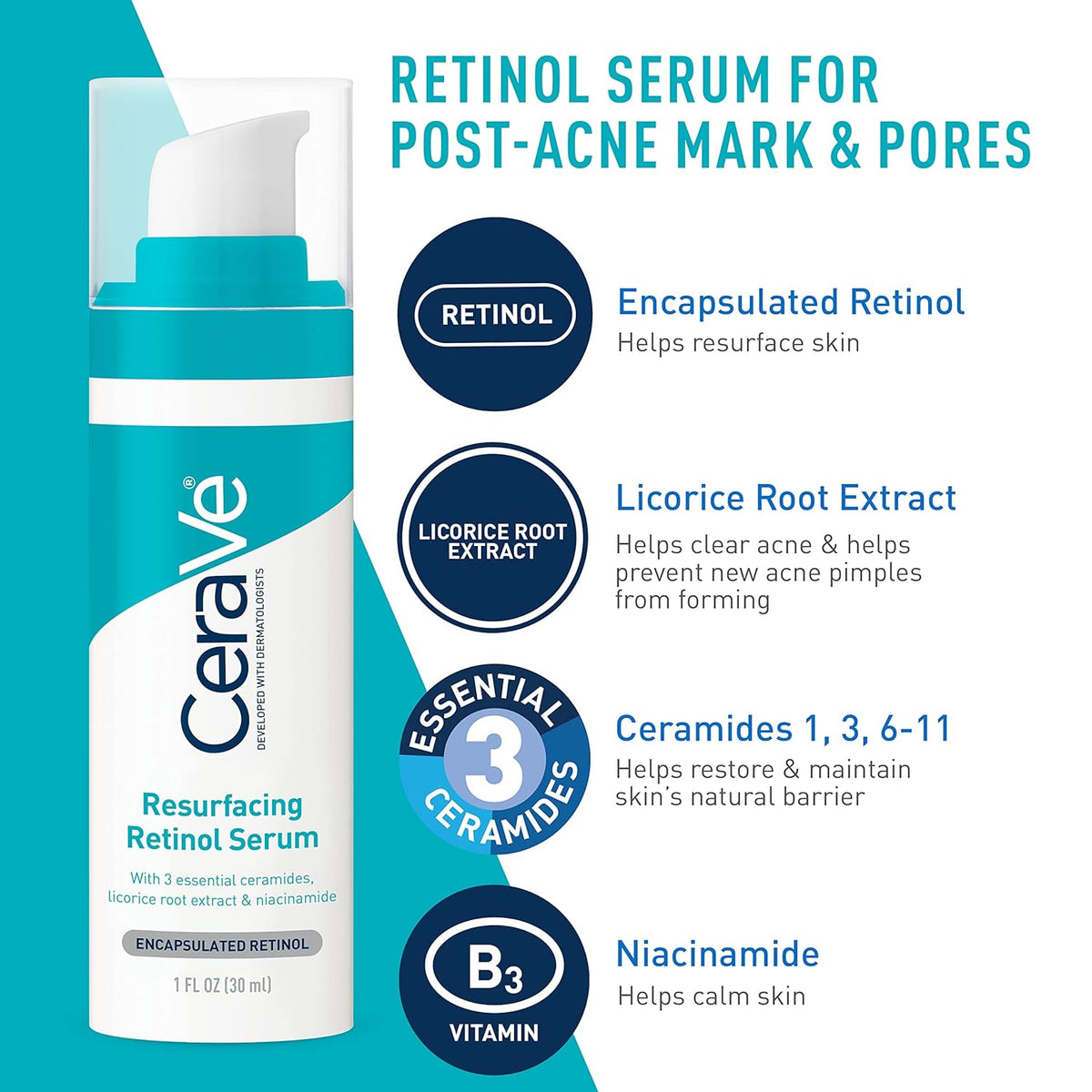 Acne Skin Care Set, Foaming Cleanser + Retinol Serum + AM&PM Lotion