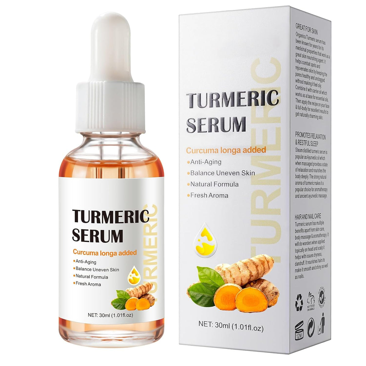 Turmeric Serum for Dark Spots 1 Fl Oz, Turmeric Dark Spot Corrector Serum for Face & Body, anti Aging Facial Serum for Women and Men, Reduces Hyperpigmentation, Age Spots, Sun Spot, Improve Skin Tone