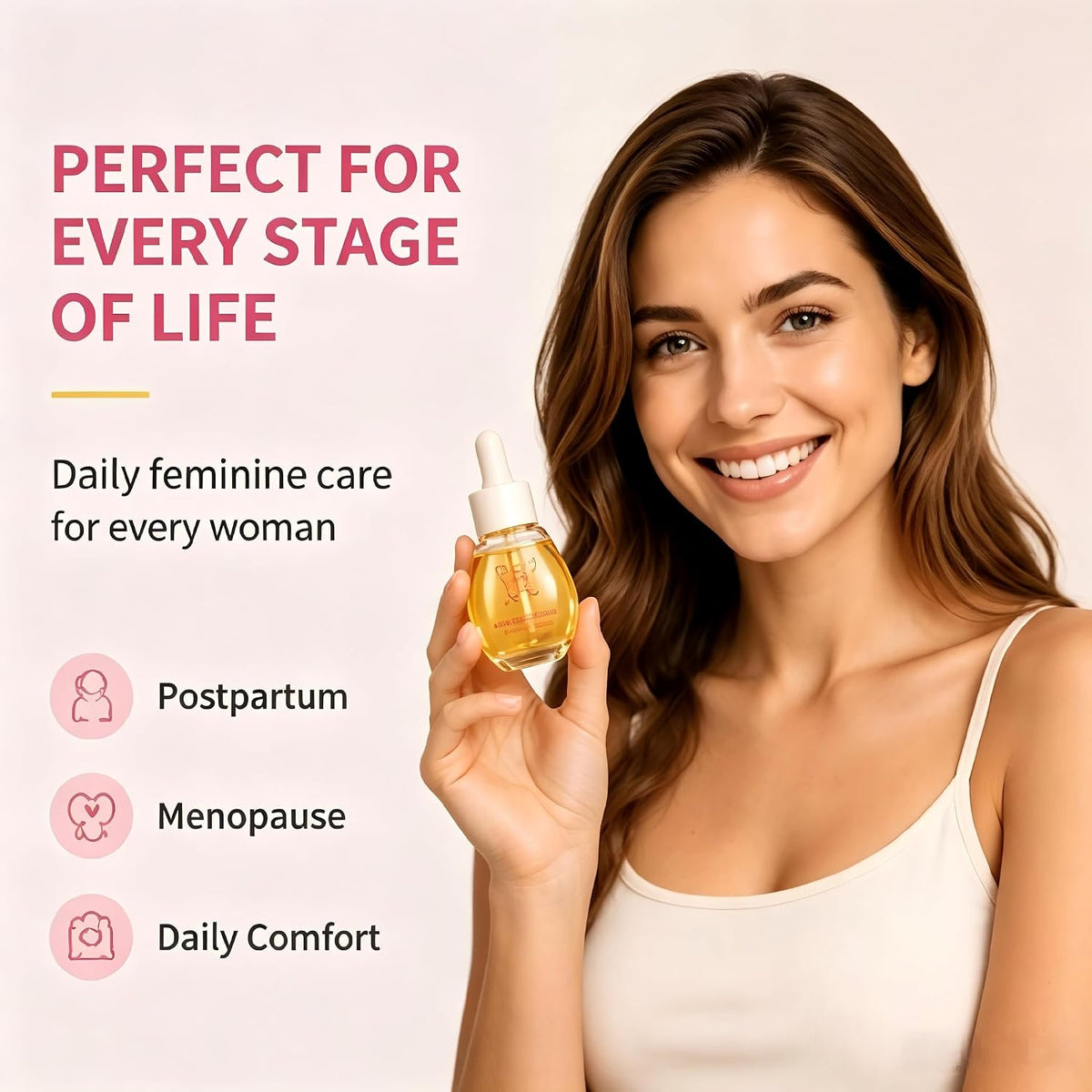 Pink Revitalizing Intimate Serum for Women - Hydrating & Soothing Feminine Care Oil with Ginseng & Hyaluronic Acid - Gentle Daily Moisture, Ph Balanced, Fragrance Free (1 Fl Oz, 30Ml)