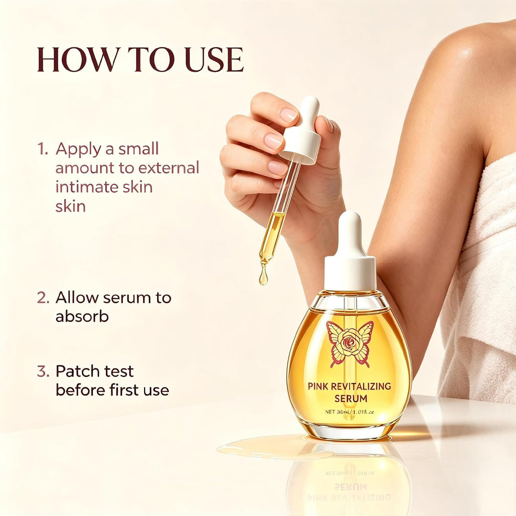 Pink Revitalizing Intimate Serum for Women - Hydrating & Soothing Feminine Care Oil with Ginseng & Hyaluronic Acid - Gentle Daily Moisture, Ph Balanced, Fragrance Free (1 Fl Oz, 30Ml)