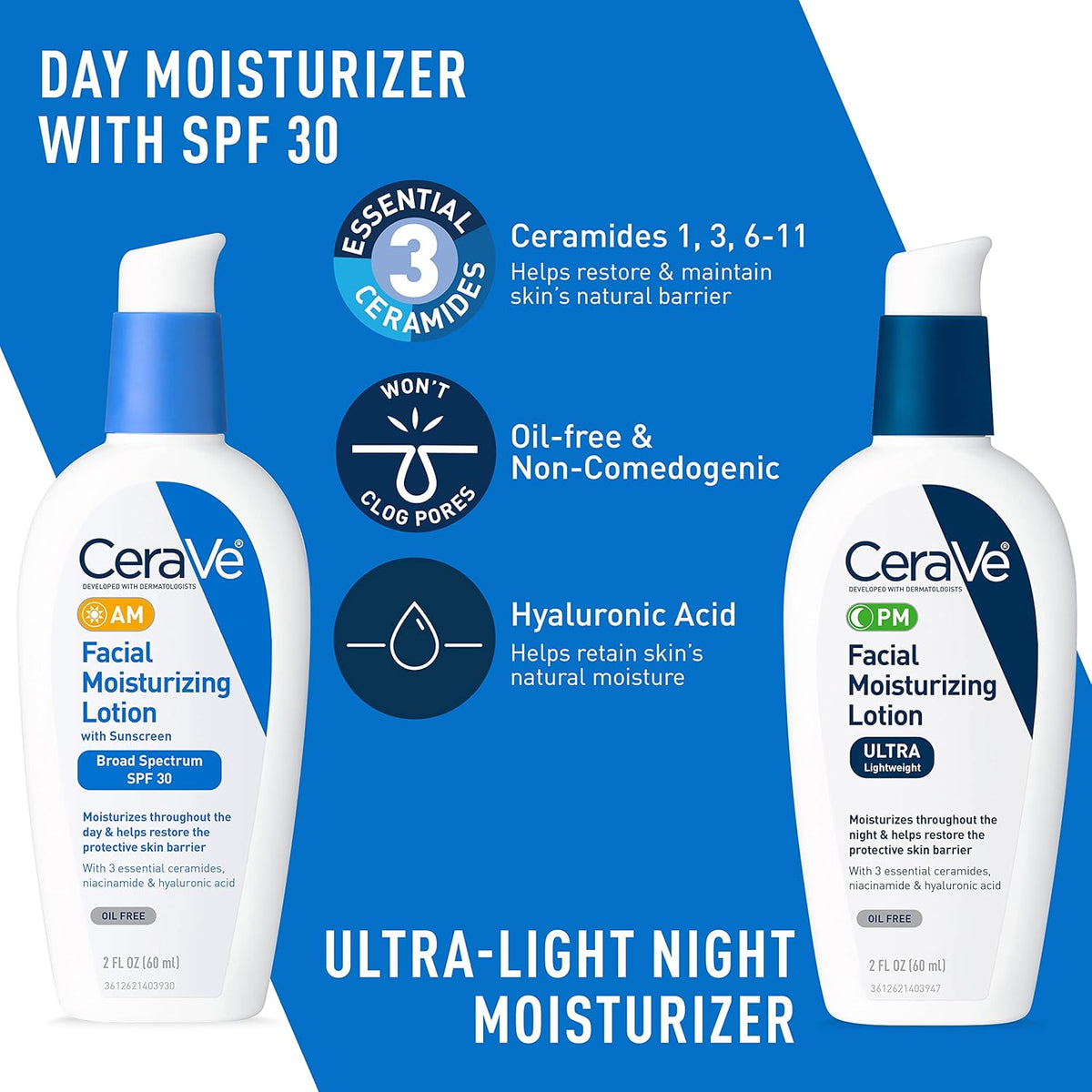 Acne Skin Care Set, Foaming Cleanser + Retinol Serum + AM&PM Lotion